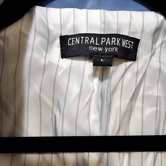 Central Park West Faux Leather Double-Breasted Blazer Jacket L - Picture 3 of 9